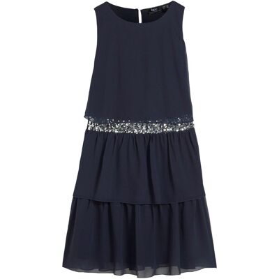 bonprix Chiffonkleid mit Paillettenbandblau 152Mädchen bonprix Chiffonkleid mit Paillettenbandblau 152Mädchen