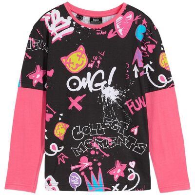 bonprix Langarmshirt aus reiner Bio-Baumwolleschwarz 164Mädchen bonprix Langarmshirt aus reiner Bio-Baumwolleschwarz 164Mädchen