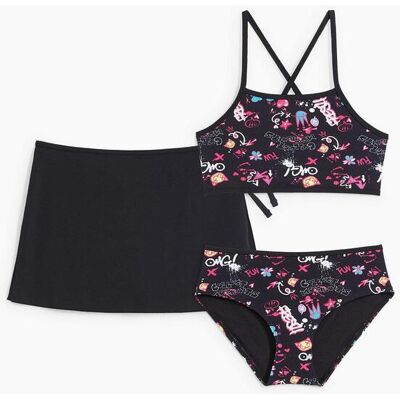 bonprix Mädchen Bikini mit Rock (3-tlg.Set)schwarz 140Mädchen bonprix Mädchen Bikini mit Rock (3-tlg.Set)schwarz 140Mädchen