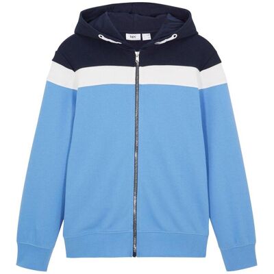 bonprix Kapuzen-Sweatjacke aus weichem Baumwoll-Mixblau 152Knaben bonprix Kapuzen-Sweatjacke aus weichem Baumwoll-Mixblau 152Knaben