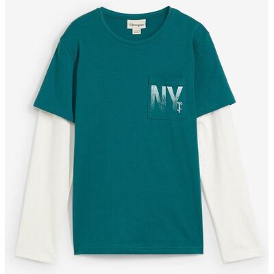 bonprix 2-in-1 Langarmshirt aus reiner Bio Baumwollepetrol 140Knaben bonprix 2-in-1 Langarmshirt aus reiner Bio Baumwollepetrol 140Knaben