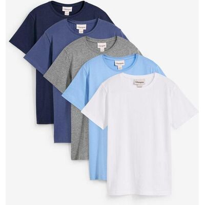 bonprix T-Shirt (5er Pack) aus reiner Baumwolleblau 176Knaben bonprix T-Shirt (5er Pack) aus reiner Baumwolleblau 176Knaben