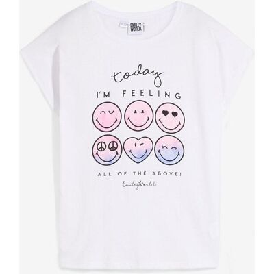 bonprix Smiley Shirt aus reiner Baumwolleweiß 128Mädchen bonprix Smiley Shirt aus reiner Baumwolleweiß 128Mädchen