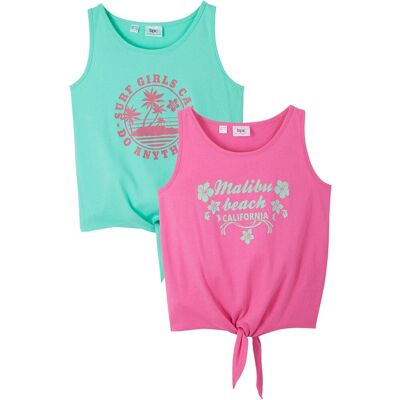 bonprix Top aus reiner Bio-Baumwolle (2er-Pack)pink 164Mädchen bonprix Top aus reiner Bio-Baumwolle (2er-Pack)pink 164Mädchen