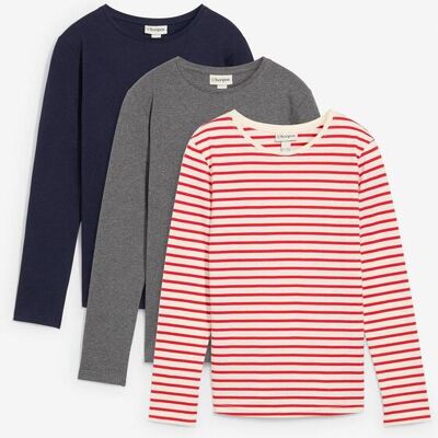 bonprix Langarmshirt aus reiner Bio-Baumwolle (3er Pack)rot 128Mädchen bonprix Langarmshirt aus reiner Bio-Baumwolle (3er Pack)rot 128Mädchen