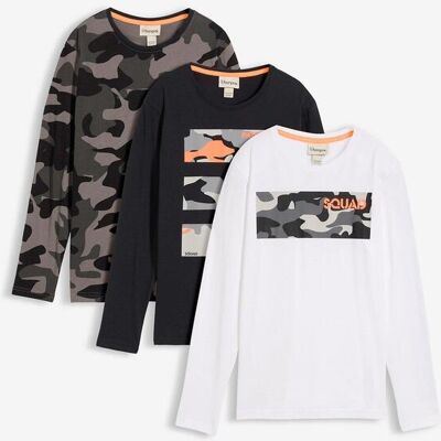 bonprix Langarmshirt aus reiner Baumwolle (3er-Pack)weiß 128Knaben bonprix Langarmshirt aus reiner Baumwolle (3er-Pack)weiß 128Knaben