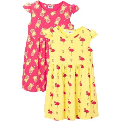 bonprix Jerseykleid aus reiner Bio-Baumwolle (2er Pack)gelb 128Mädchen bonprix Jerseykleid aus reiner Bio-Baumwolle (2er Pack)gelb 128Mädchen
