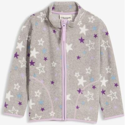 bonprix kuschelige Fleecejacke mit Kontrastdetailsgrau 104Mädchen bonprix kuschelige Fleecejacke mit Kontrastdetailsgrau 104Mädchen