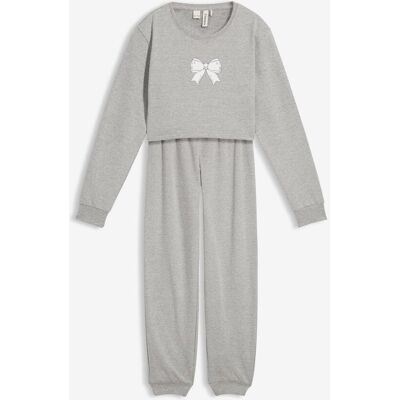 bonprix Hausanzug mit weicher Baumwolle und einem Sweatshirt in kurzer Passformgrau 176Mädchen bonprix Hausanzug mit weicher Baumwolle und einem Sweatshirt in kurzer Passformgrau 176Mädchen
