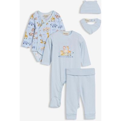 bonprix Baby Starter Set aus reiner Bio-Baumwolle (5-tlg.Set)blau 80Knaben bonprix Baby Starter Set aus reiner Bio-Baumwolle (5-tlg.Set)blau 80Knaben