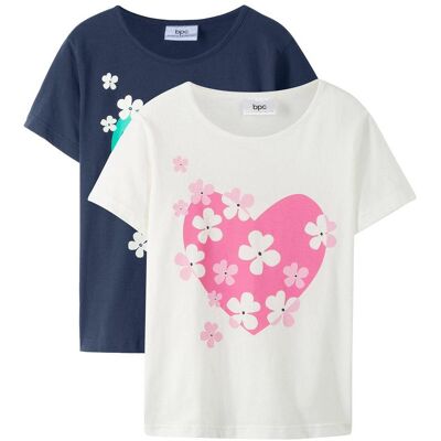 bonprix T-Shirt aus reiner Bio-Baumwolle (2er Pack)weiß 128Mädchen bonprix T-Shirt aus reiner Bio-Baumwolle (2er Pack)weiß 128Mädchen
