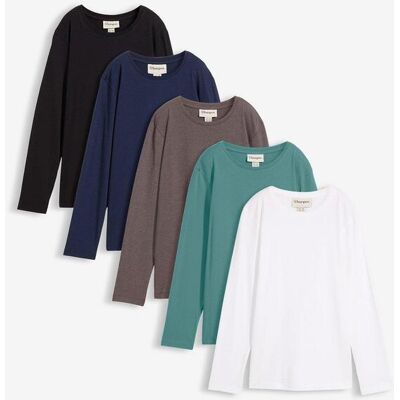 bonprix Langarmshirt mit Bio Baumwolle (5er Pack)schwarz 164Knaben bonprix Langarmshirt mit Bio Baumwolle (5er Pack)schwarz 164Knaben