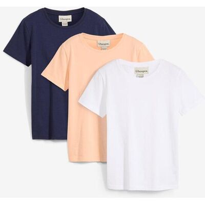 bonprix T-Shirt aus reiner Bio-Baumwolle (3er Pack)blau 140Mädchen bonprix T-Shirt aus reiner Bio-Baumwolle (3er Pack)blau 140Mädchen