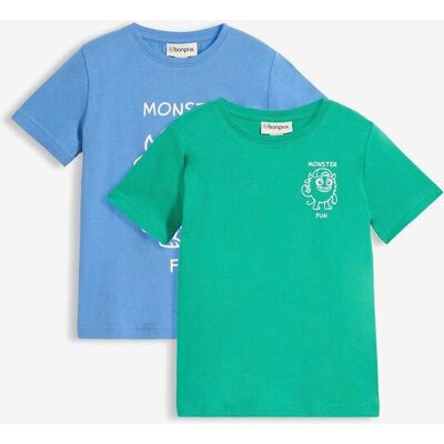 bonprix T-Shirt aus reiner Bio Baumwolle (2er Pack)blau 122Knaben bonprix T-Shirt aus reiner Bio Baumwolle (2er Pack)blau 122Knaben