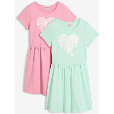 bonprix Jerseykleid aus reiner Bio-Baumwolle (2er Pack)grün 164Mädchen bonprix Jerseykleid aus reiner Bio-Baumwolle (2er Pack)grün 164Mädchen