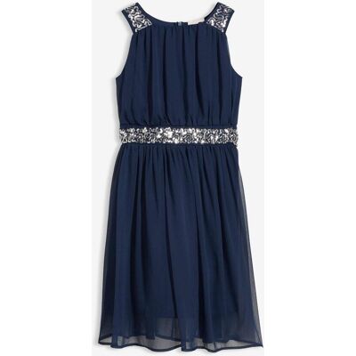 bonprix Chiffonkleid mit Paillettenbandblau 134Mädchen bonprix Chiffonkleid mit Paillettenbandblau 134Mädchen