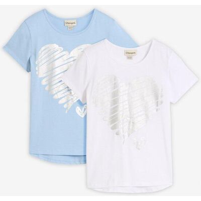 bonprix T-Shirt mit Bio-Baumwolle (2er Pack)blau 176Mädchen bonprix T-Shirt mit Bio-Baumwolle (2er Pack)blau 176Mädchen