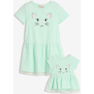 bonprix Jerseykleid und Puppenkleid (2-tlg.) aus reiner Bio-Baumwollegrün 116Mädchen bonprix Jerseykleid und Puppenkleid (2-tlg.) aus reiner Bio-Baumwollegrün 116Mädchen