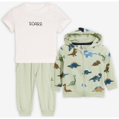 bonprix Shirtjacke, T-Shirt und Jogginghose aus reiner Bio-Baumwolle (3-tlg.Set)grün 68Knaben bonprix Shirtjacke, T-Shirt und Jogginghose aus reiner Bio-Baumwolle (3-tlg.Set)grün 68Knaben