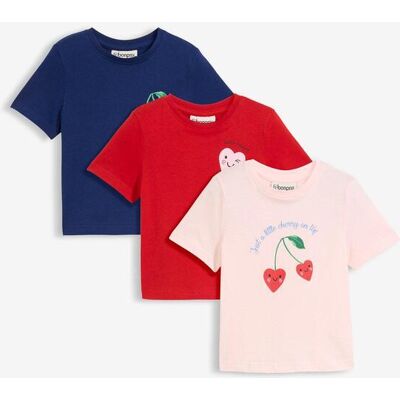 bonprix T-Shirt aus reiner Bio-Baumwolle (3er Pack)rosa 122Mädchen bonprix T-Shirt aus reiner Bio-Baumwolle (3er Pack)rosa 122Mädchen