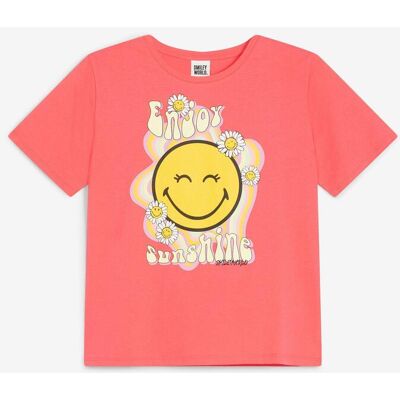 bonprix Smiley T-Shirt aus reiner Baumwollepink 176Mädchen bonprix Smiley T-Shirt aus reiner Baumwollepink 176Mädchen