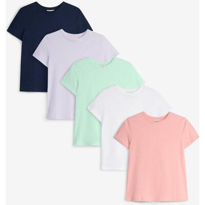 bonprix Shirt aus reiner Bio-Baumwolle (5er Pack)blau 158Mädchen bonprix Shirt aus reiner Bio-Baumwolle (5er Pack)blau 158Mädchen