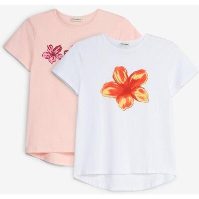 bonprix Shirt aus elastischem Bio-Baumwoll-Mix (2er Pack)weiß 140Mädchen bonprix Shirt aus elastischem Bio-Baumwoll-Mix (2er Pack)weiß 140Mädchen