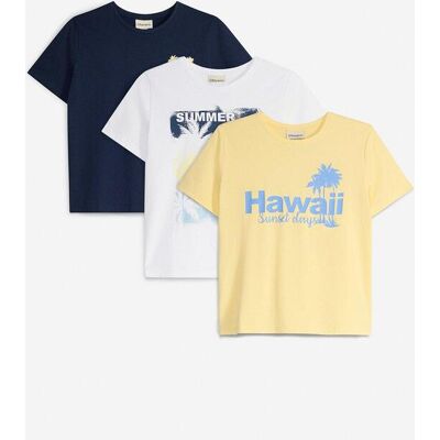 bonprix T-Shirt aus reiner Bio Baumwolle (3er Pack)blau 140Knaben bonprix T-Shirt aus reiner Bio Baumwolle (3er Pack)blau 140Knaben