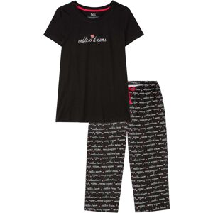 bonprix Capri Pyjama aus reiner Baumwolleschwarz 48Damen bonprix Capri Pyjama aus reiner Baumwolleschwarz 48Damen