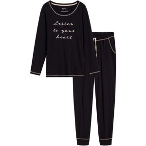 bonprix Pyjama aus reiner Baumwolleschwarz 48Damen bonprix Pyjama aus reiner Baumwolleschwarz 48Damen