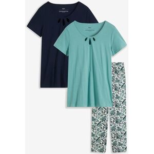 bonprix Pyjama aus reiner Baumwolle (3-tlg.Set)blau 56Damen bonprix Pyjama aus reiner Baumwolle (3-tlg.Set)blau 56Damen