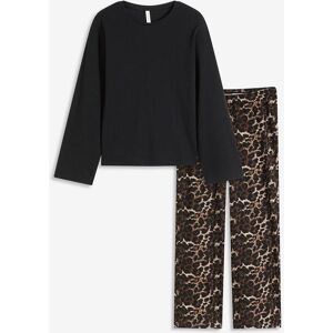 bonprix Pyjama mit Rippshirt und weiter Hoseschwarz 48Damen bonprix Pyjama mit Rippshirt und weiter Hoseschwarz 48Damen