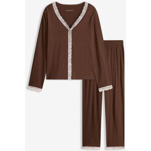 bonprix Pyjama mit Knopfleistebraun 40Damen bonprix Pyjama mit Knopfleistebraun 40Damen