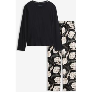 bonprix Pyjama mit Viskose und weitem Beinschwarz 52Damen bonprix Pyjama mit Viskose und weitem Beinschwarz 52Damen