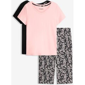 bonprix Capri Pyjama aus reiner Baumwolle (3-tlg.Set)schwarz 36Damen bonprix Capri Pyjama aus reiner Baumwolle (3-tlg.Set)schwarz 36Damen