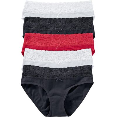bonprix Slip mit weicher Baumwolle und Spitze (5er Pack)schwarz 32Damen bonprix Slip mit weicher Baumwolle und Spitze (5er Pack)schwarz 32Damen