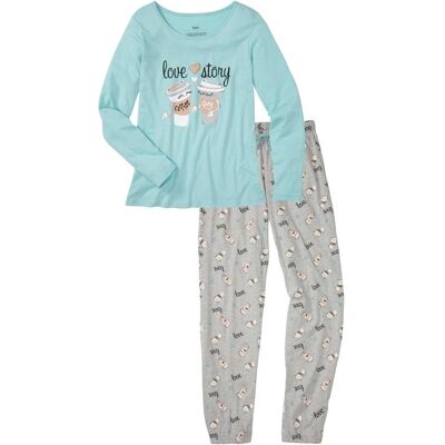 bonprix Pyjama mit Bio-Baumwolleblau 56Damen bonprix Pyjama mit Bio-Baumwolleblau 56Damen