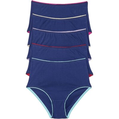 bonprix Highwaist Slip mit weicher Baumwolle (5er Pack)blau 36Damen bonprix Highwaist Slip mit weicher Baumwolle (5er Pack)blau 36Damen