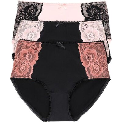 bonprix Maxislip aus Microfaser und mit Spitze (3er Pack)schwarz 44Damen bonprix Maxislip aus Microfaser und mit Spitze (3er Pack)schwarz 44Damen