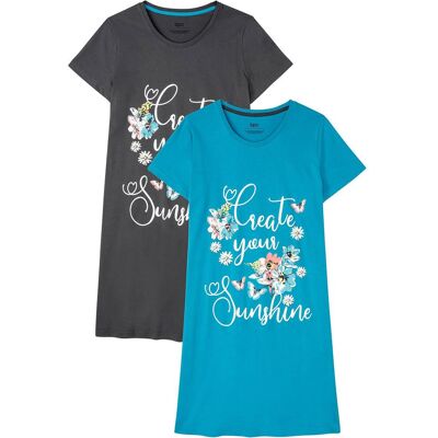 bonprix Nachthemd aus reiner Bio-Baumwolle (2er Pack)grau 44Damen bonprix Nachthemd aus reiner Bio-Baumwolle (2er Pack)grau 44Damen