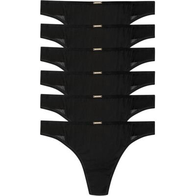 bonprix Feel Comfort String Mikrofaser (6er Pack)schwarz 32Damen bonprix Feel Comfort String Mikrofaser (6er Pack)schwarz 32Damen