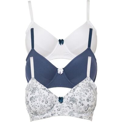bonprix BH mit Bügel mit Baumwolle (3er Pack)blau 85Damen bonprix BH mit Bügel mit Baumwolle (3er Pack)blau 85Damen