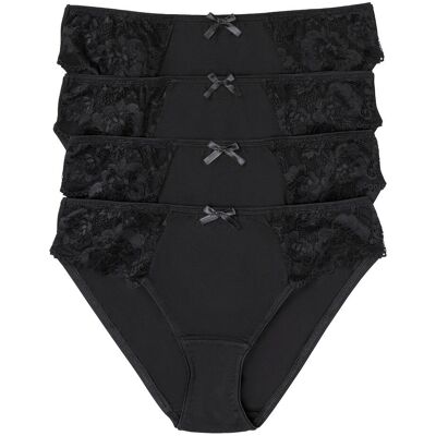 bonprix Slip mit weicher Baumwolle und Spitze (4er Pack)schwarz 48Damen bonprix Slip mit weicher Baumwolle und Spitze (4er Pack)schwarz 48Damen