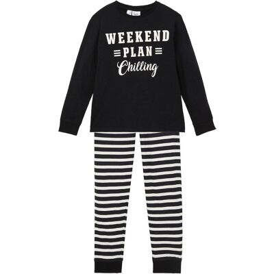 bonprix Pyjama aus reiner Baumwolle (2-tlg. Set)schwarz 176Kinder bonprix Pyjama aus reiner Baumwolle (2-tlg. Set)schwarz 176Kinder