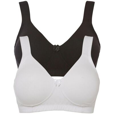 bonprix Minimizer T-Shirt BH ohne Bügel mit Bio-Baumwolle (2er Pack)schwarz 100Damen bonprix Minimizer T-Shirt BH ohne Bügel mit Bio-Baumwolle (2er Pack)schwarz 100Damen
