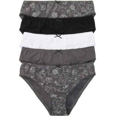 bonprix Slip mit Bio-Baumwolle (5er Pack)grau 44Damen bonprix Slip mit Bio-Baumwolle (5er Pack)grau 44Damen