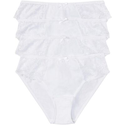 bonprix Slip mit weicher Baumwolle und Spitze (4er Pack)weiß 48Damen bonprix Slip mit weicher Baumwolle und Spitze (4er Pack)weiß 48Damen