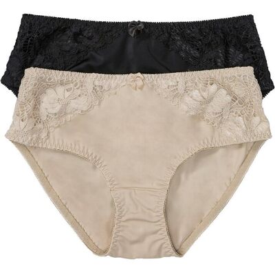bonprix Maxislip mit Spitze (2er Pack)beige 48Damen bonprix Maxislip mit Spitze (2er Pack)beige 48Damen