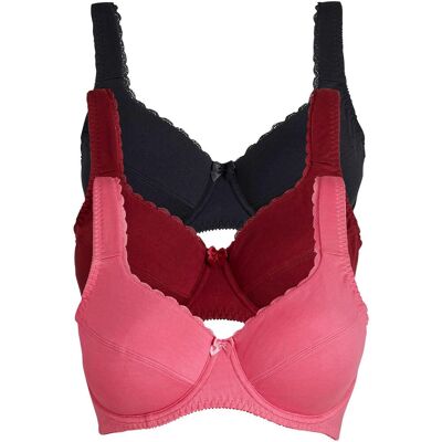 bonprix BH mit Bügel mit weicher Bio-Baumwolle (3er Pack)rot 85Damen bonprix BH mit Bügel mit weicher Bio-Baumwolle (3er Pack)rot 85Damen