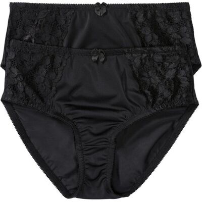 bonprix Maxislip mit zarter Spitze (2er Pack)schwarz 48Damen bonprix Maxislip mit zarter Spitze (2er Pack)schwarz 48Damen